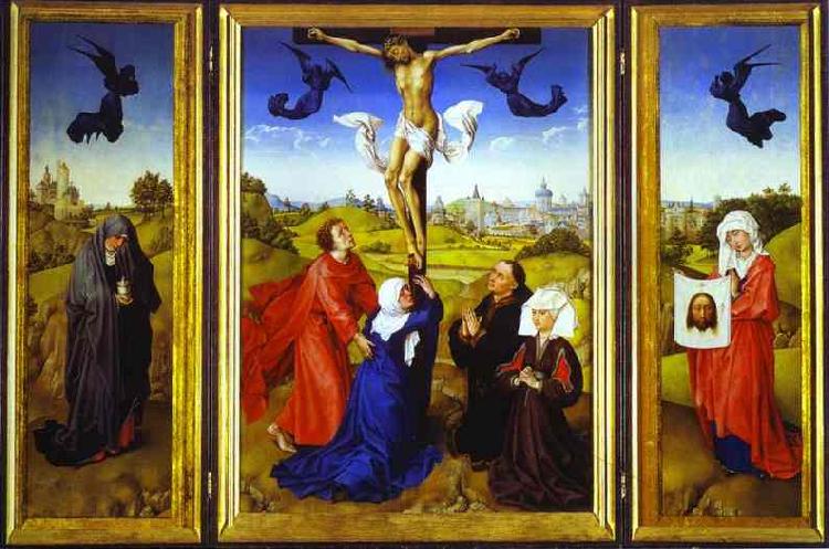 Rogier van der Weyden Crucifixion Triptych France oil painting art